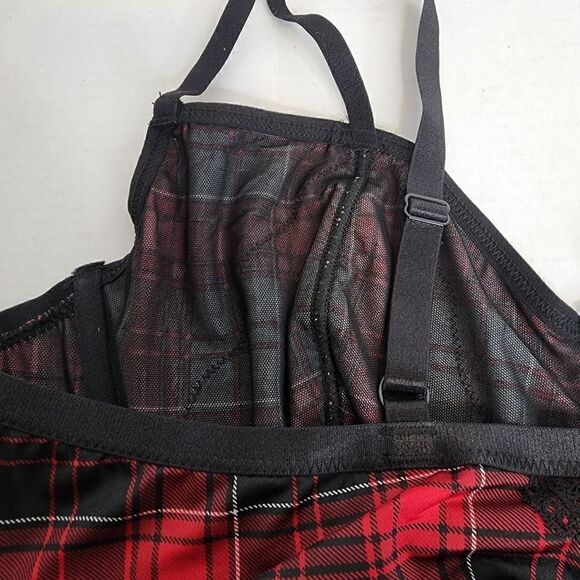 5X 28W Torrid Red Plaid Strappy Bralette Lingerie Longline Goth Punk Rock Unline - Picture 8 of 11